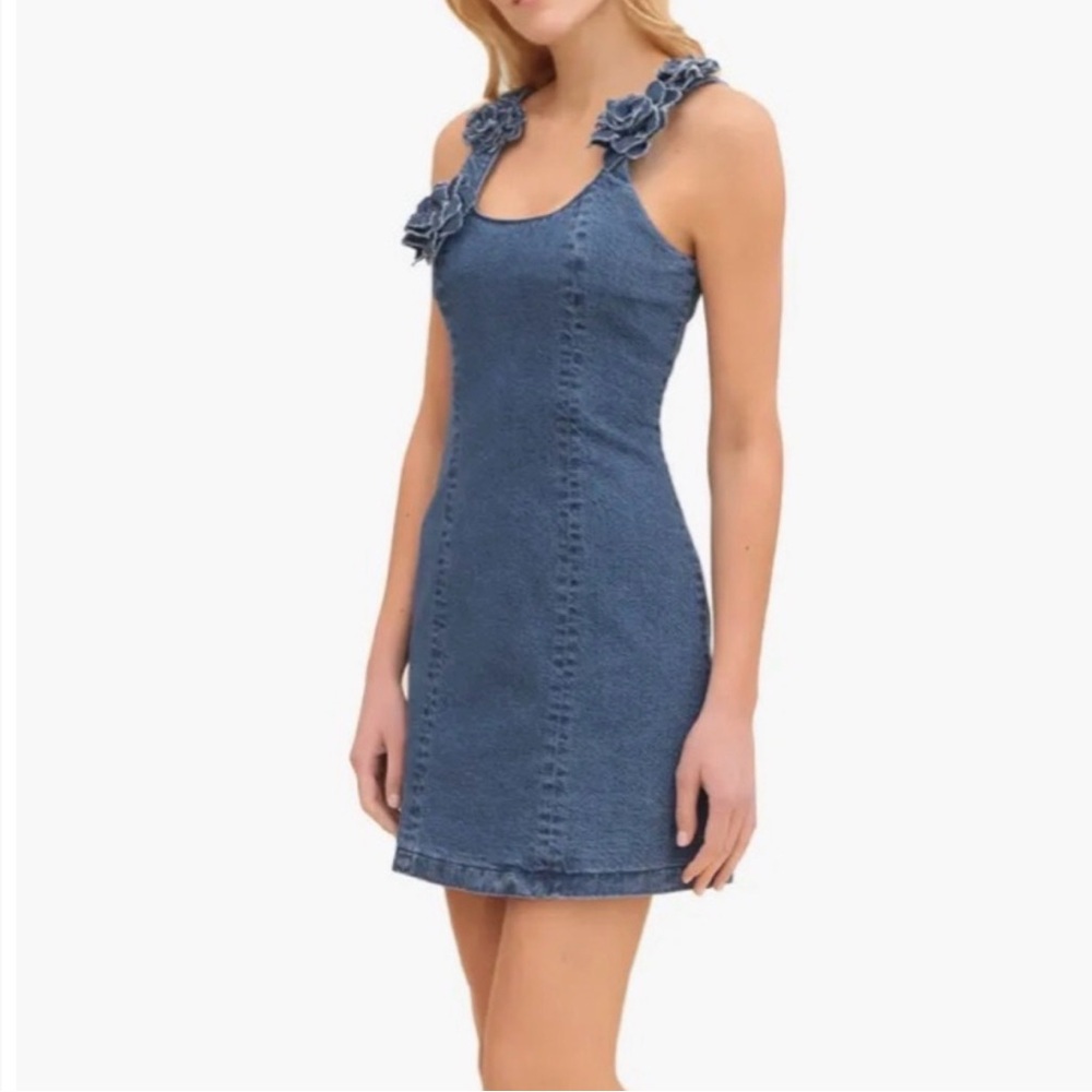Avec Les Filles Blue Denim Mini Dress